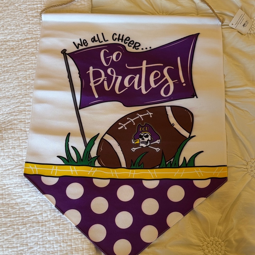 ✅NWT- EAST CAROLINA/Pirate Football Wall Banner - Purple and White. New! - Picture 5 of 9